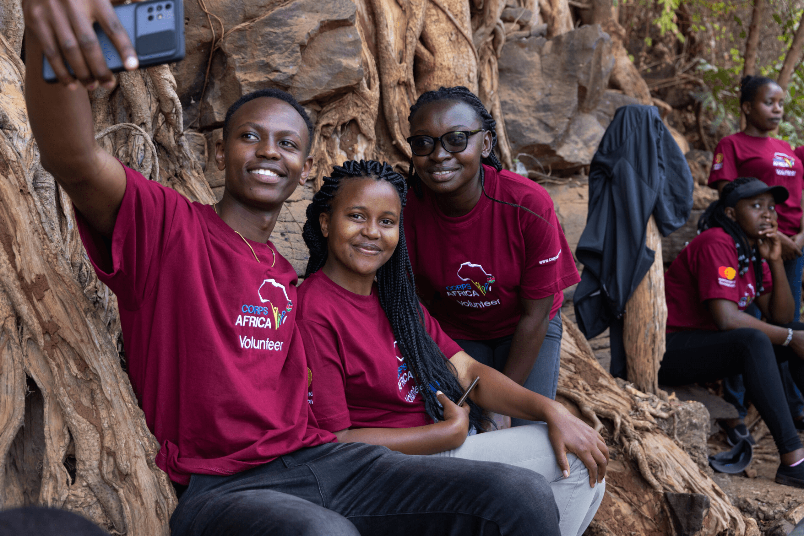 Volunteers helping in a mental health support program